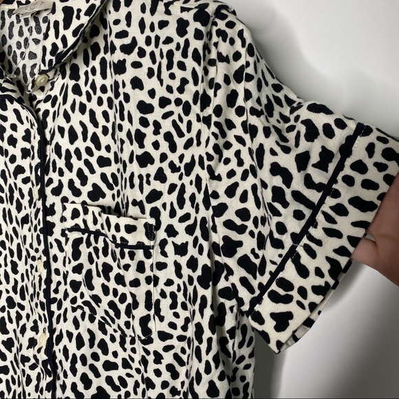 Loft Dalmatian Cow Print Button Front Sleep Shirt - Picture 4 of 6